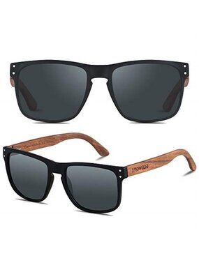Wooden Polarized Sunglasses UV400 Square Shades Men Women Retro Eyewear